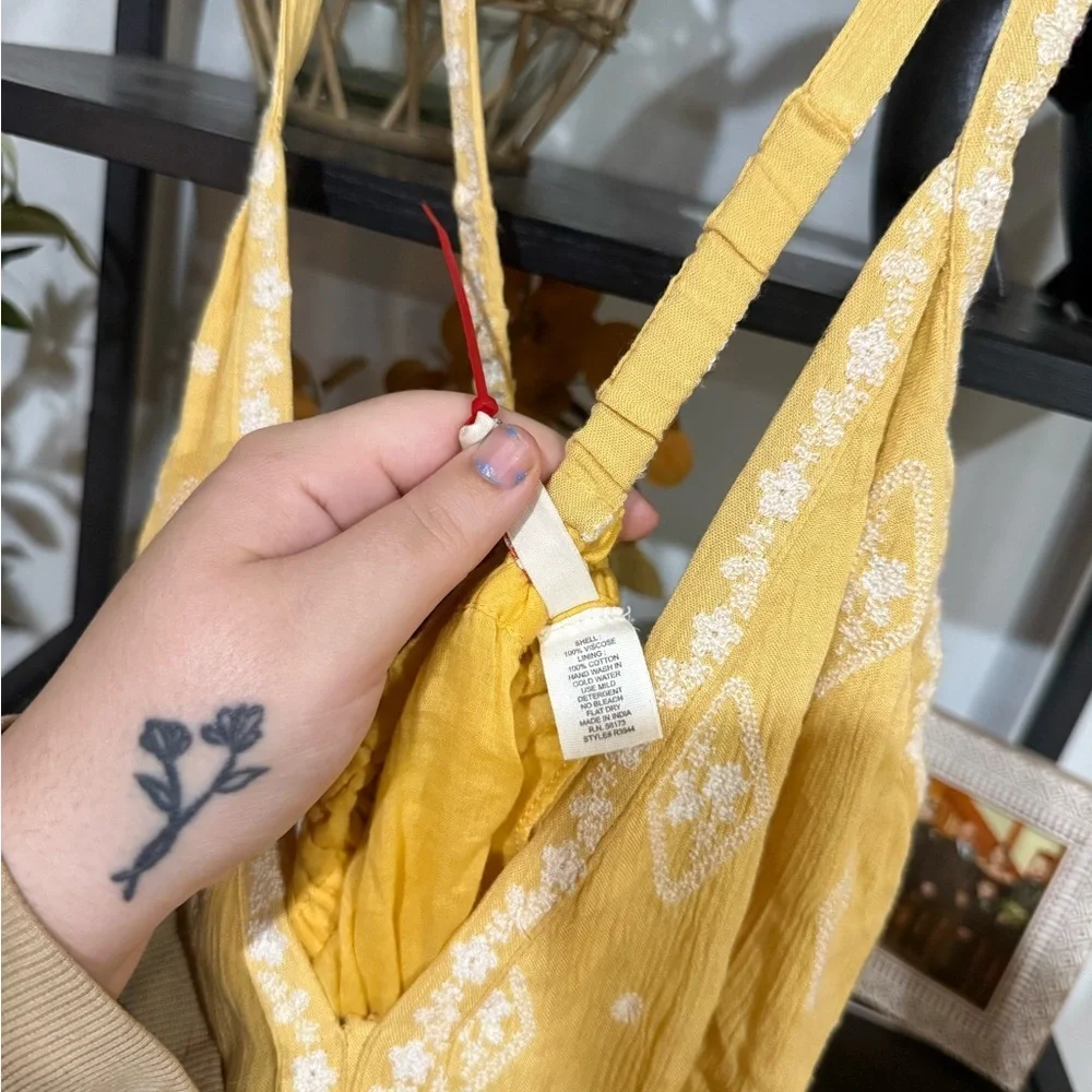 RAGA Sunlit Yellow Maxi Dress with White Accents size large - Picture 7 of 12